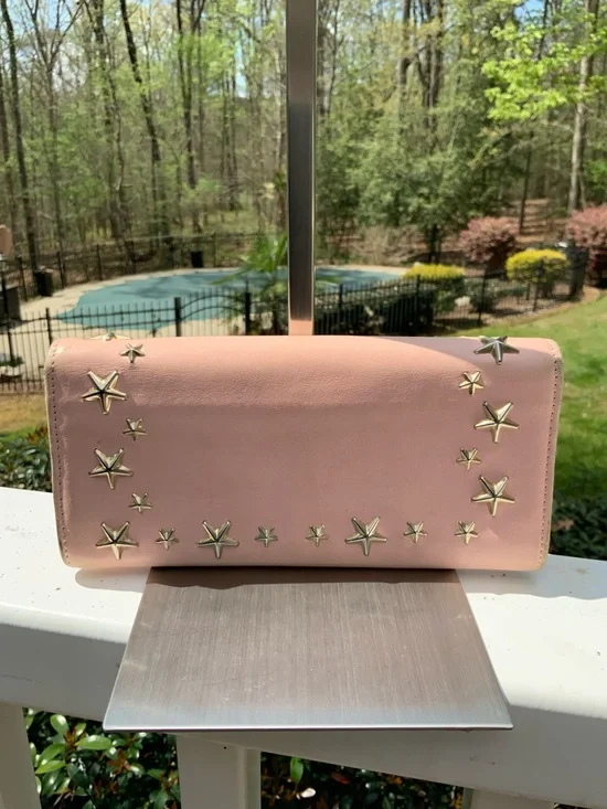 Jimmy Choo Blush Pink Star-Studded Leather wallet - Picture 4 of 16